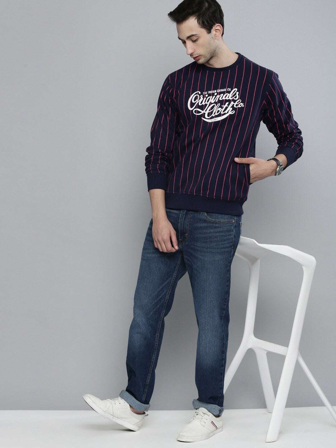 Men's Striped Regular Fit Sweatshirt