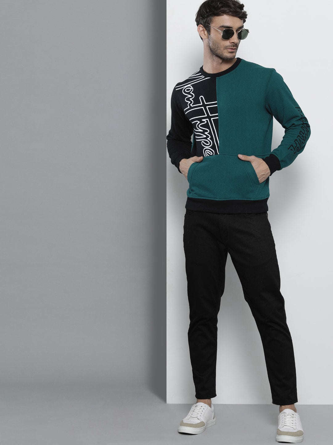 Men's Colourblocked Regular Fit Sweatshirt