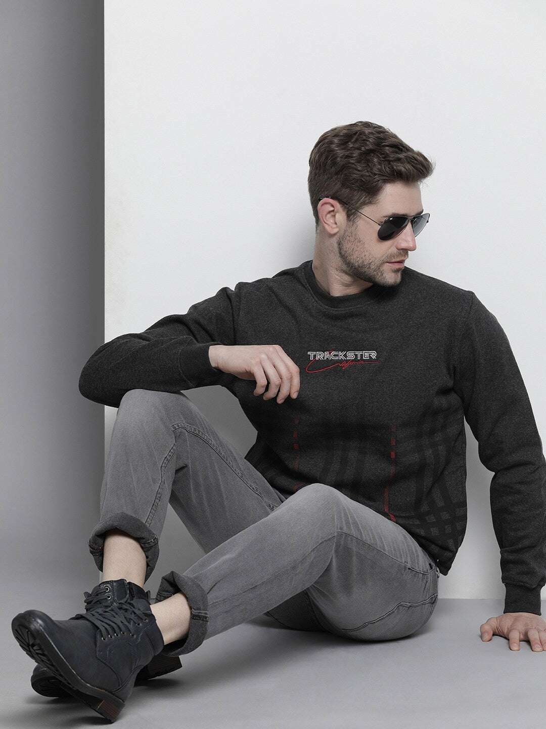 Men's Checked Regular Fit Sweatshirt