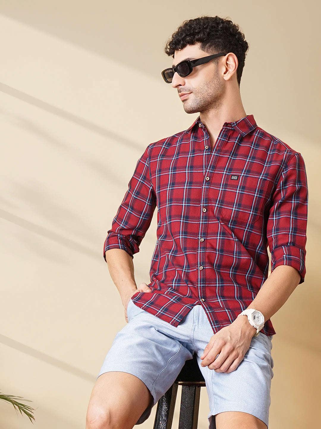 Men's Checked Slim Fit Shirt