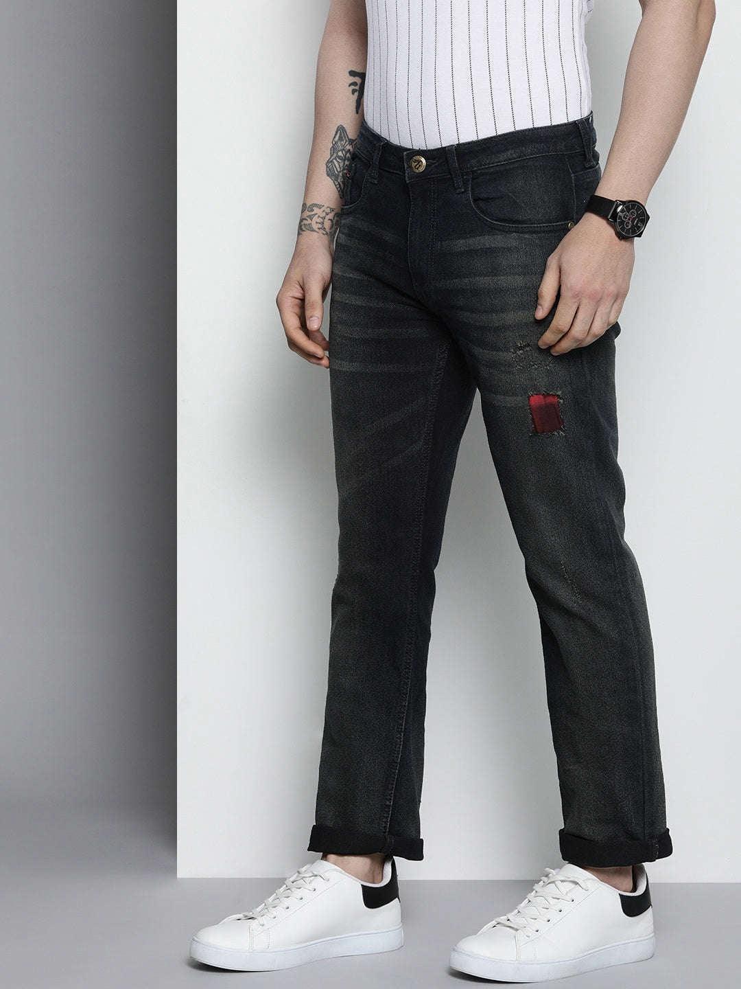 Men's Distressed Straight Jeans