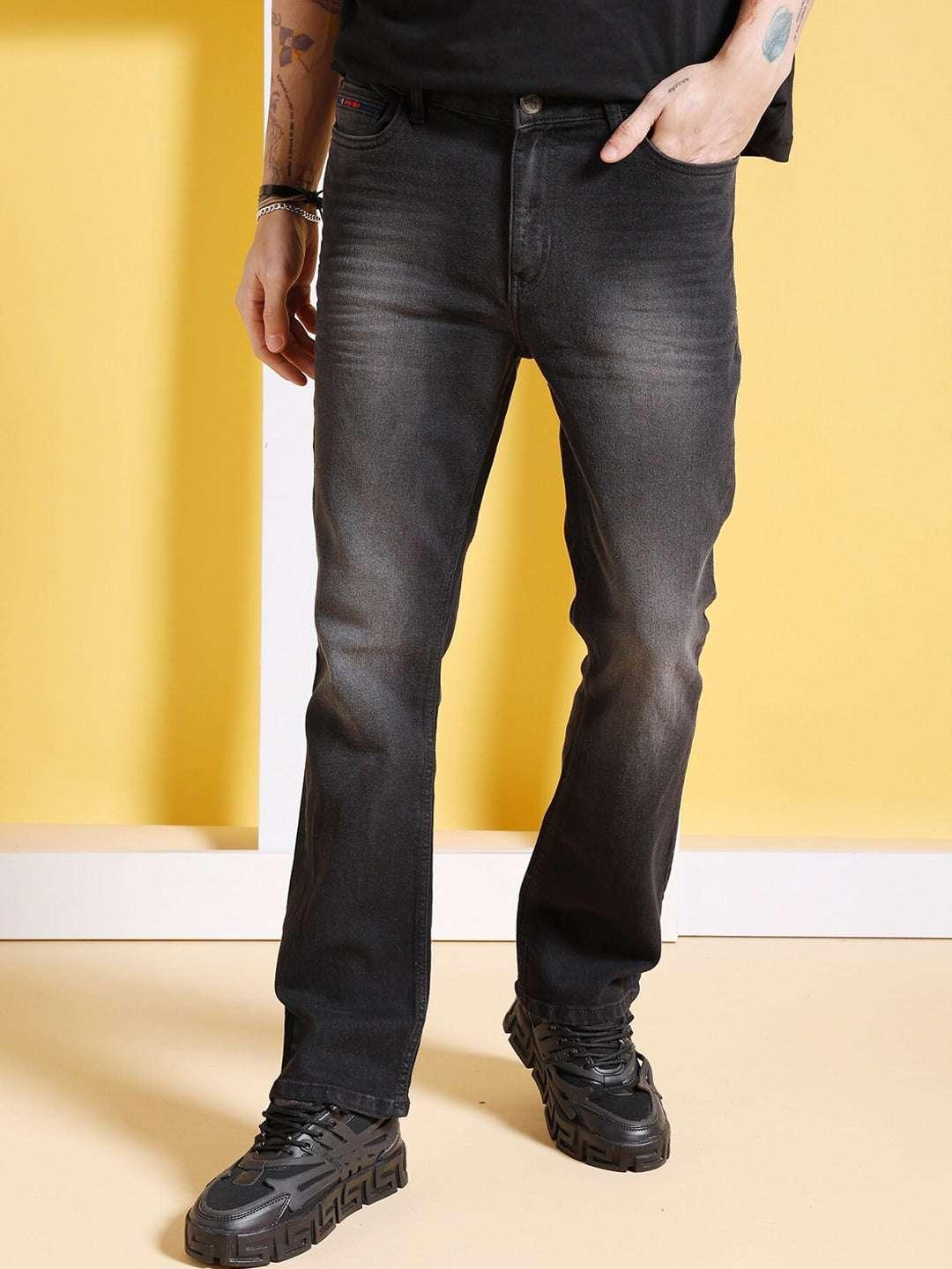 The Indian Garage Co Men's Bootcut Clean Look Mid-Rise Stretchable Jeans