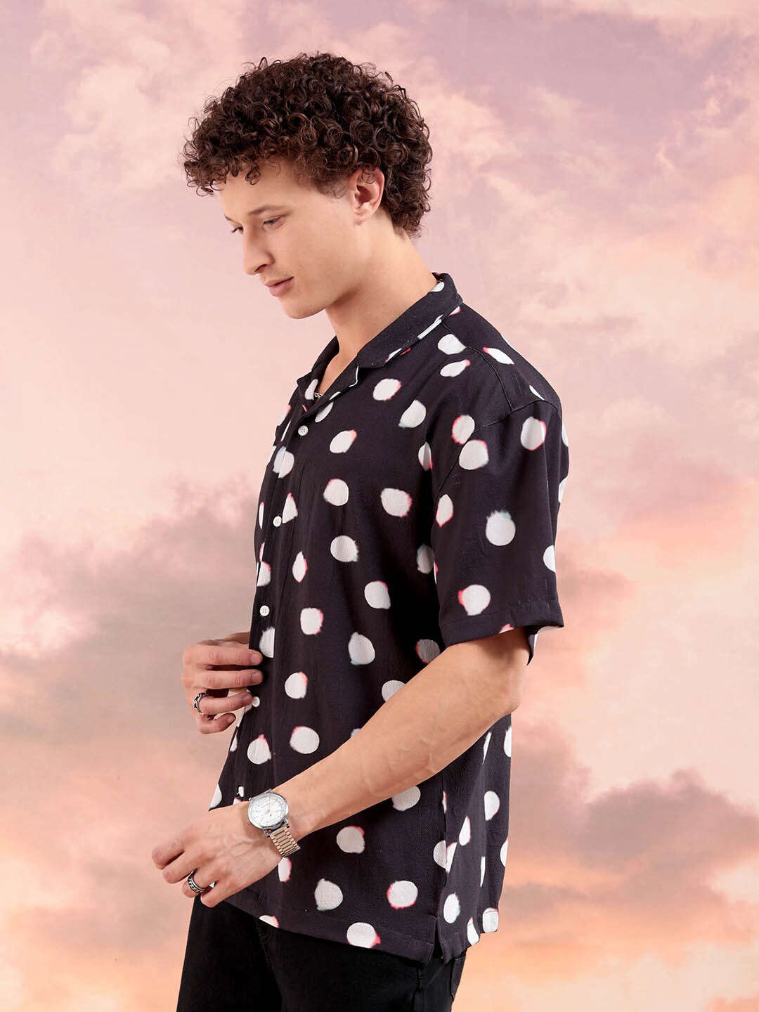 Men's Abstract Printed Relaxed Fit Shirt