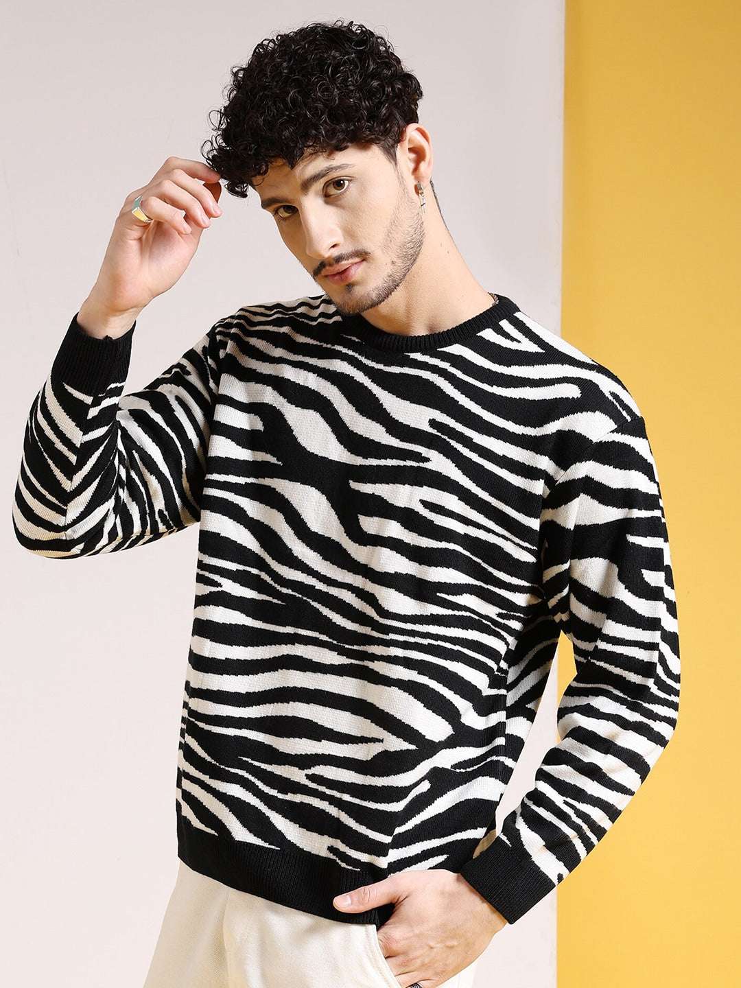 Men's Printed Oversized Fit Sweater