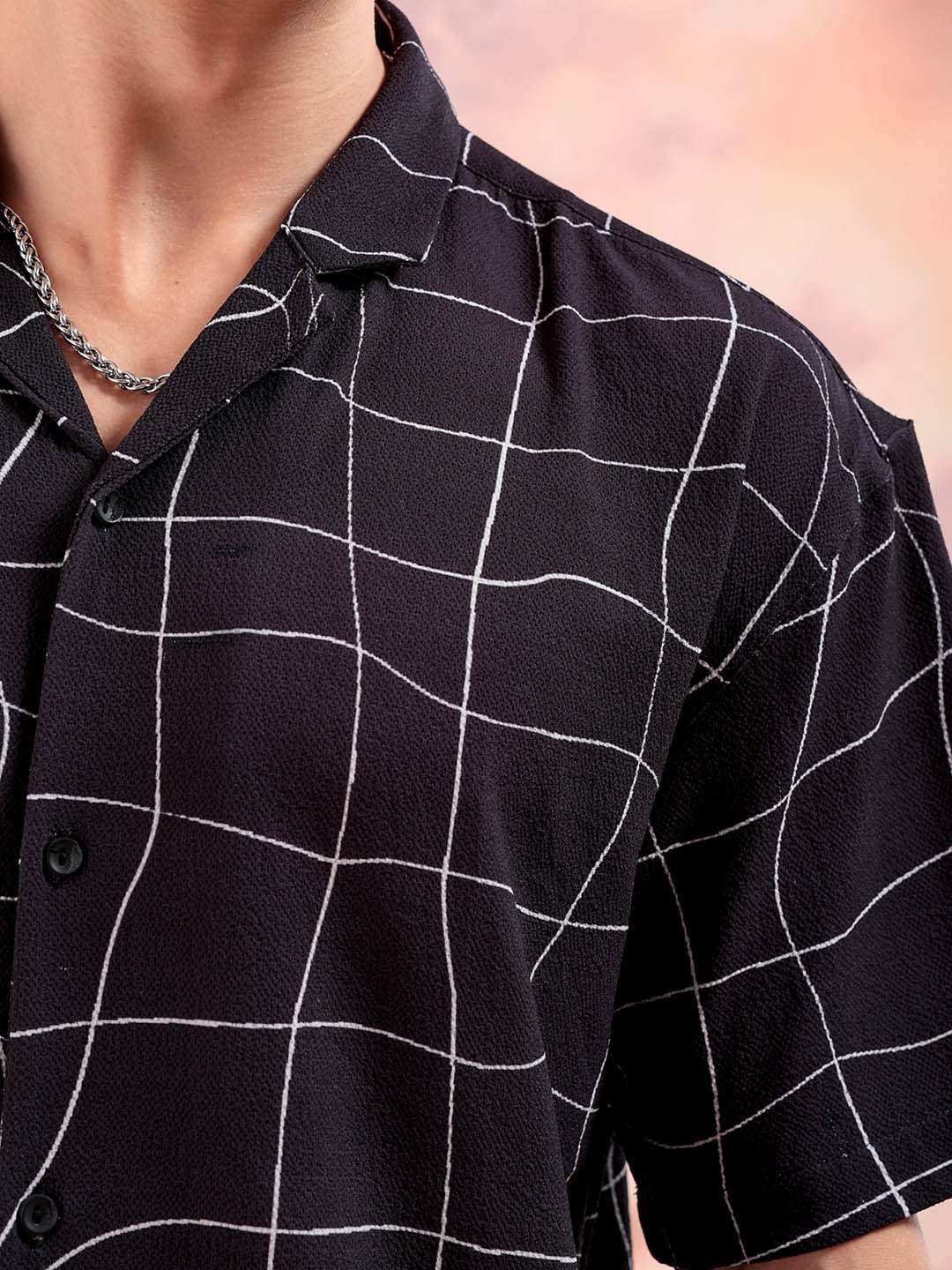 Men's Distorted Checked Relaxed Fit Shirt