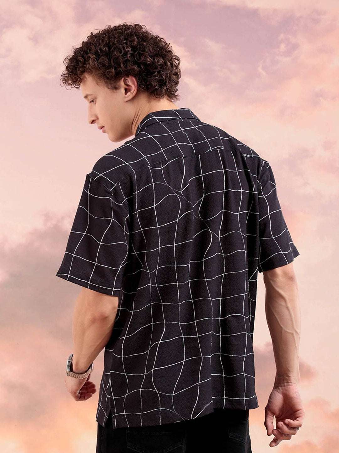 Men's Distorted Checked Relaxed Fit Shirt