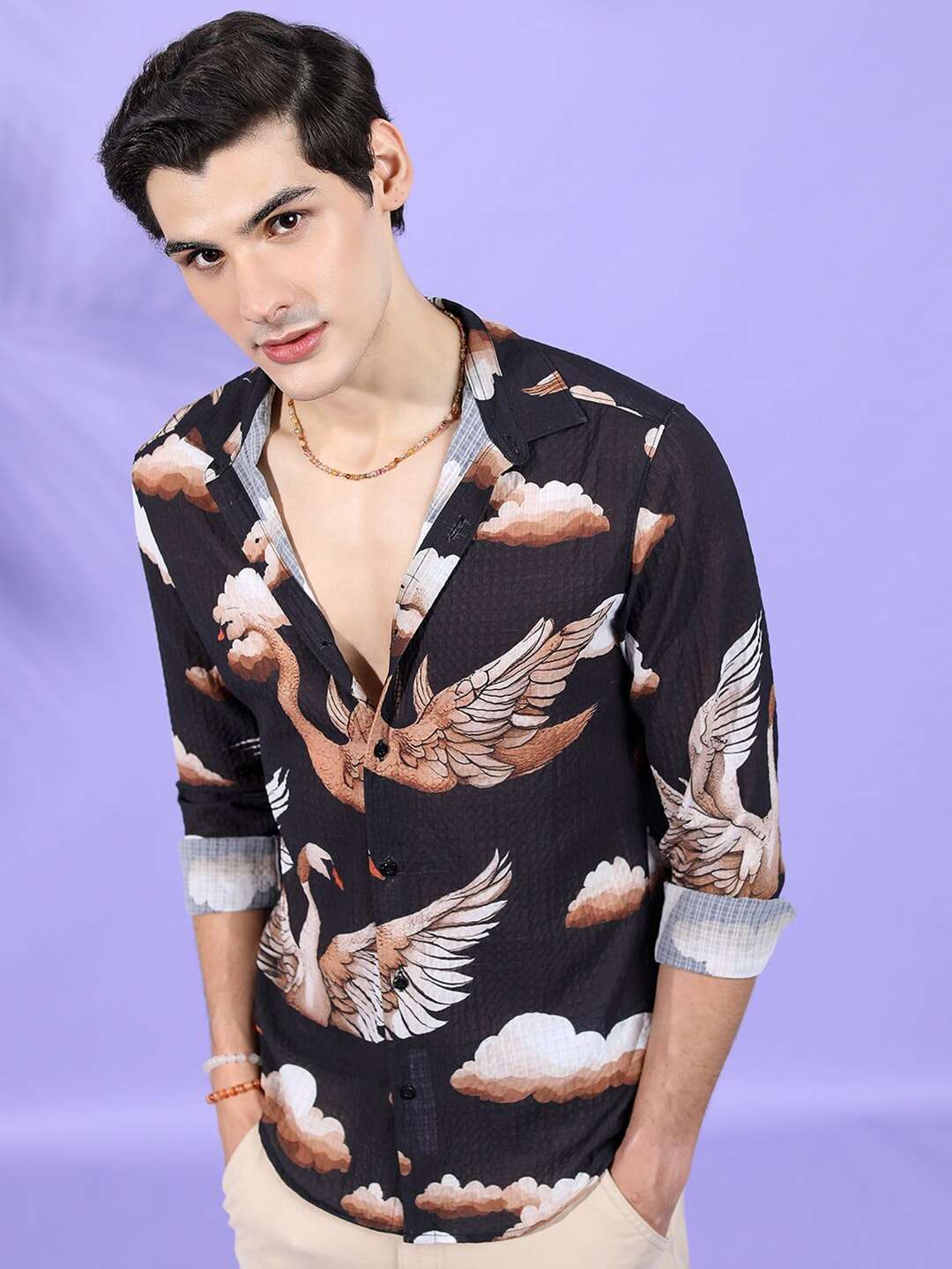 Men's Fauna Printed Slim Fit Resort Wear Shirt