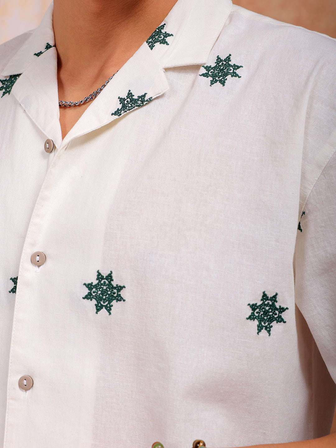 Men's Embroidered Relaxed Fit Resort Wear Shirt