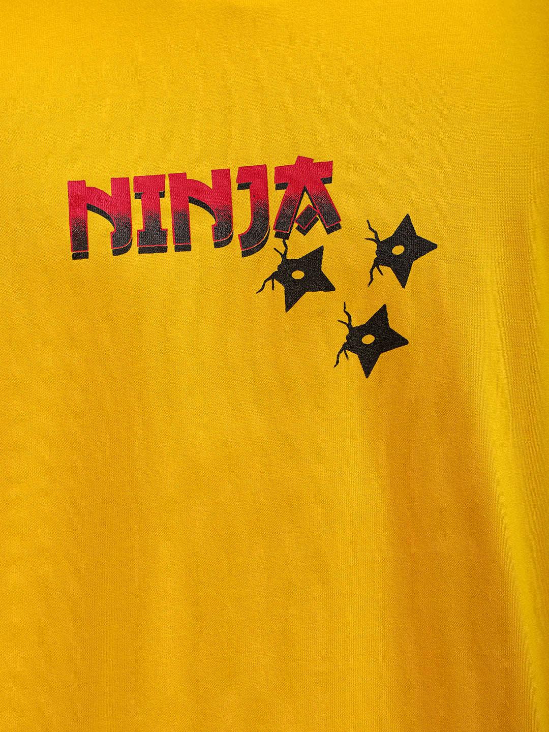 Men's Yellow Oversized Fit Back Printed T-Shirt