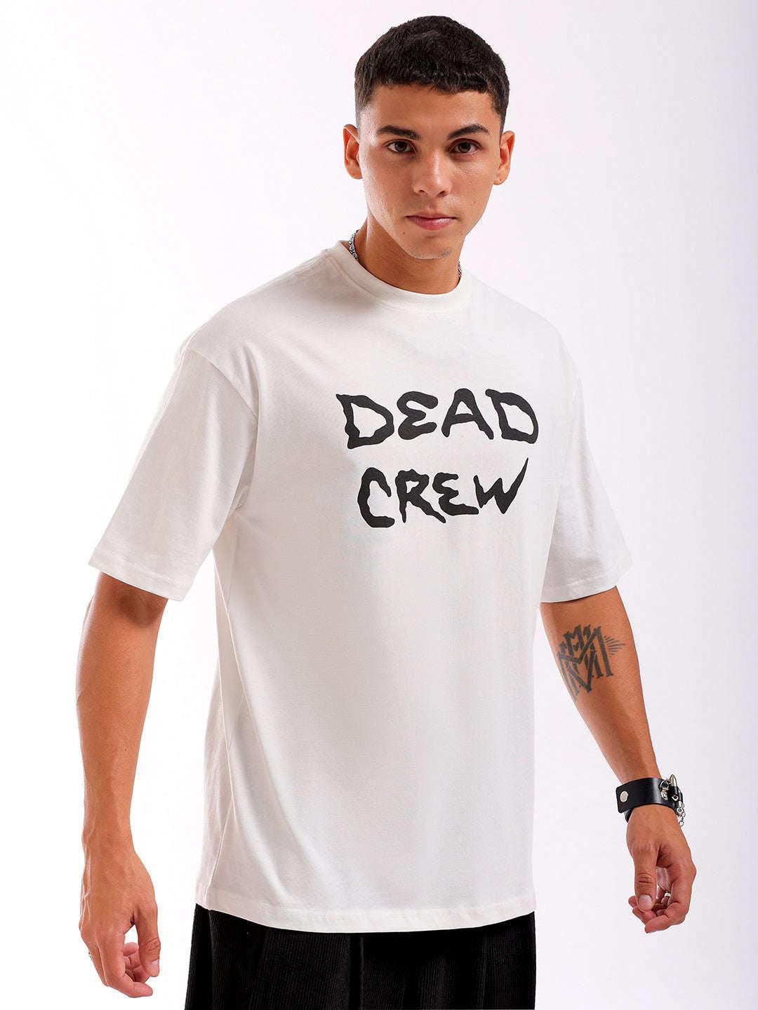 Men's White Oversized Fit Back Printed T-Shirt