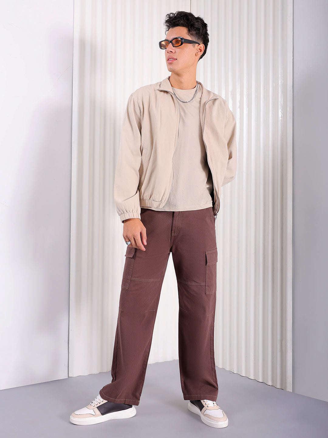 Men's Solid Relaxed Fit Cargo