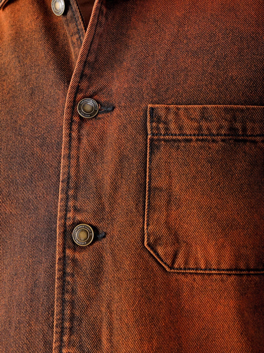 Men's Rust Relaxed Fit Solid Utility Trucker Jacket