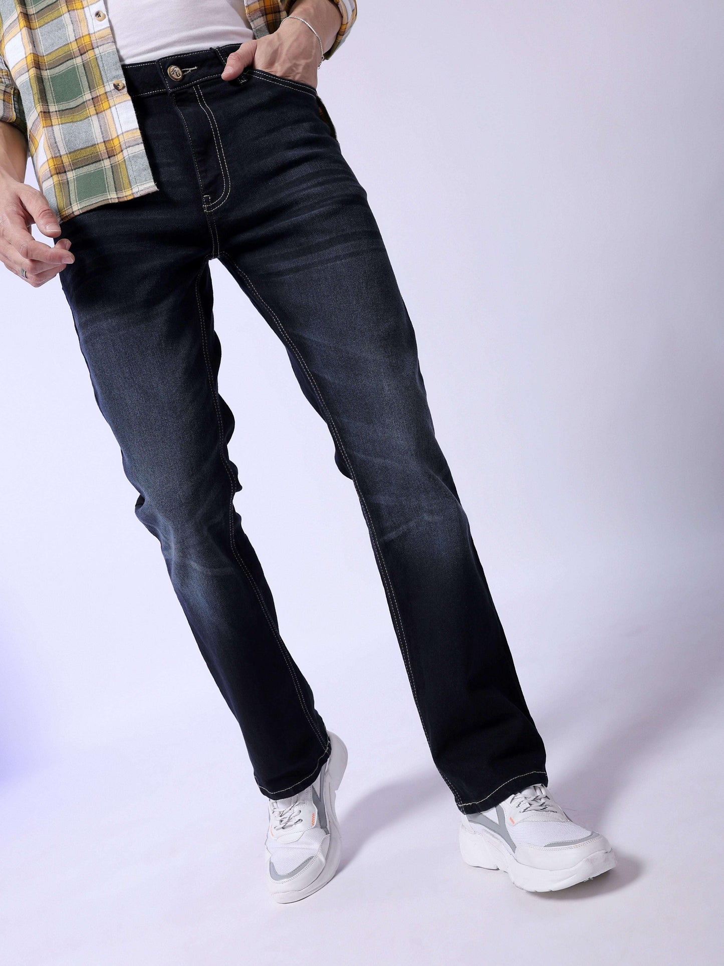 Men's Solid Bootcut Jeans