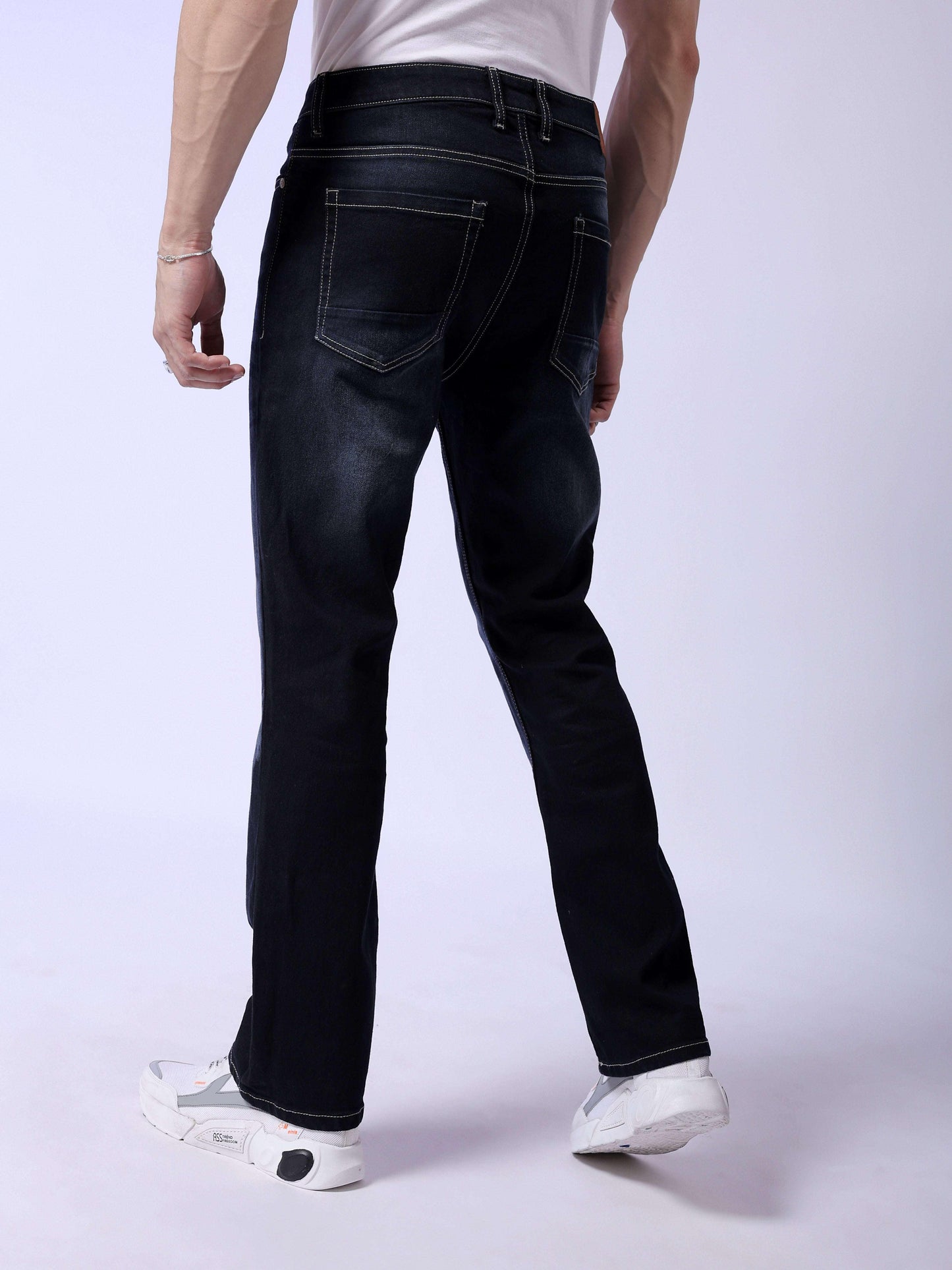 Men's Solid Bootcut Jeans