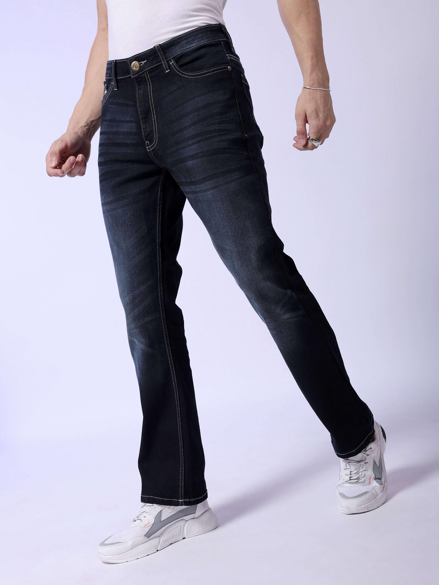 Men's Solid Bootcut Jeans