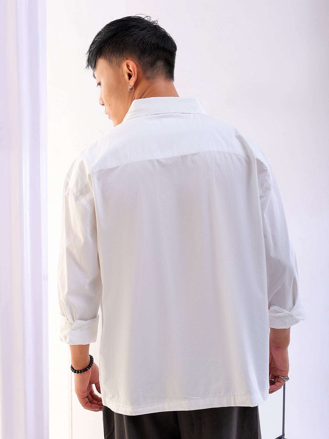 Men's Solid Korean Loose Fit Shirt