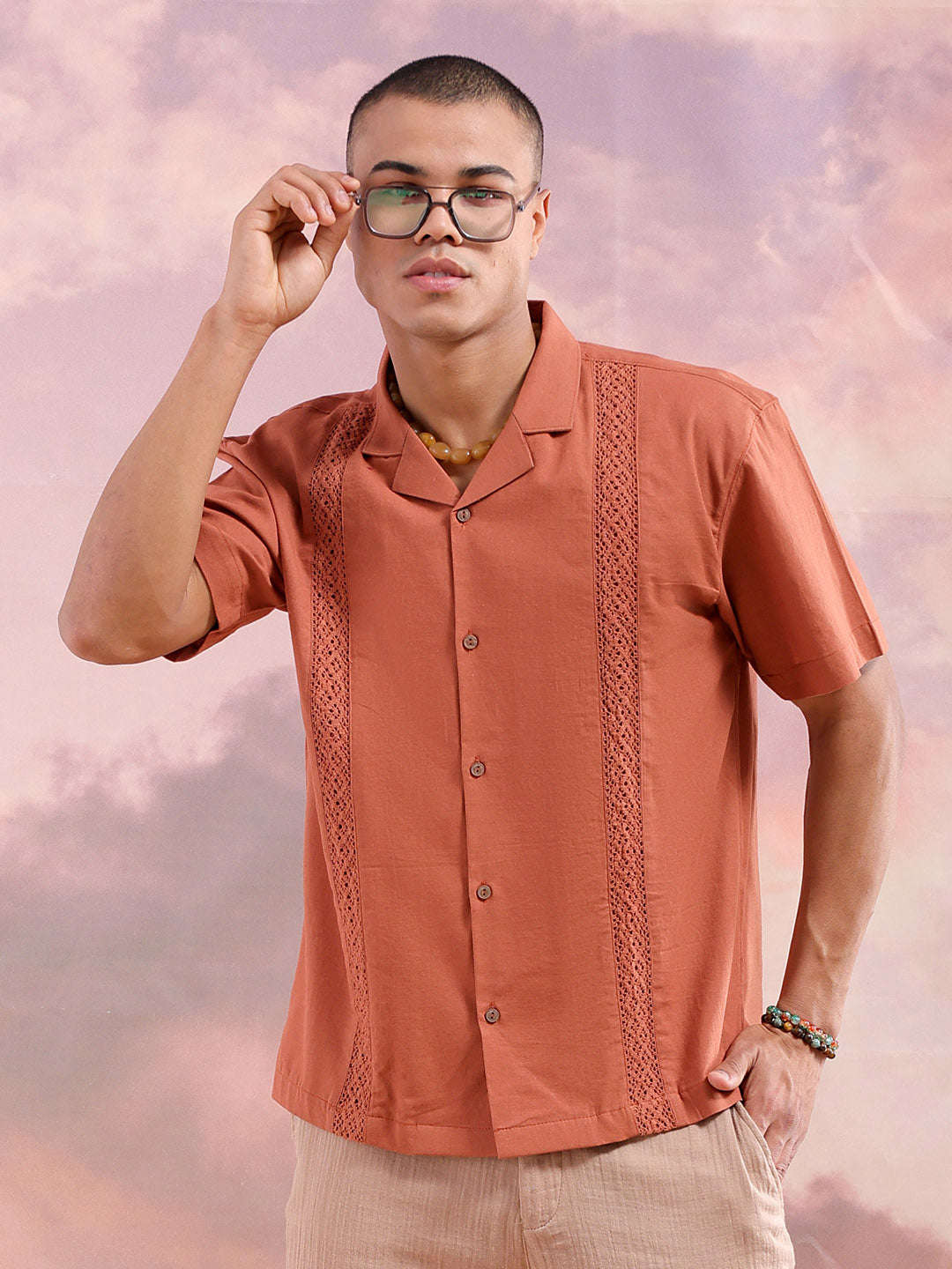 Men's Solid Relaxed Fit Resort Wear Shirt