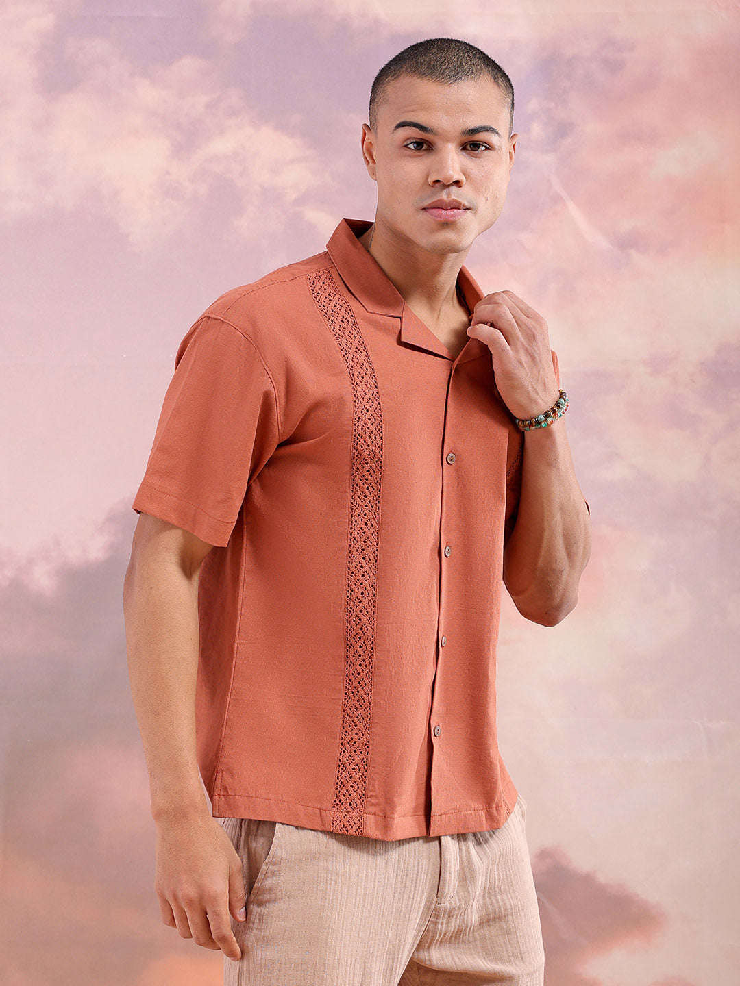 Men's Solid Relaxed Fit Resort Wear Shirt