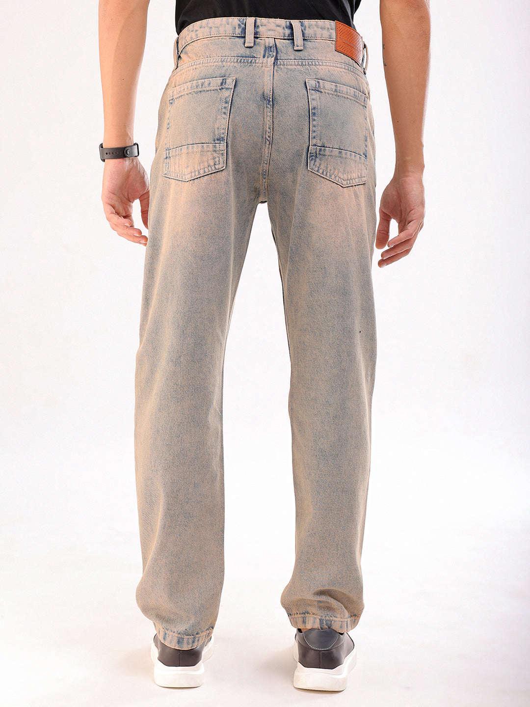 Men's Blue Paint Splash G361 Vintage Straight Fit Jeans