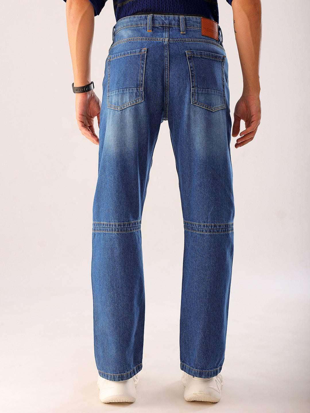 Men's Blue Solid G361 Vintage Straight Fit Jeans