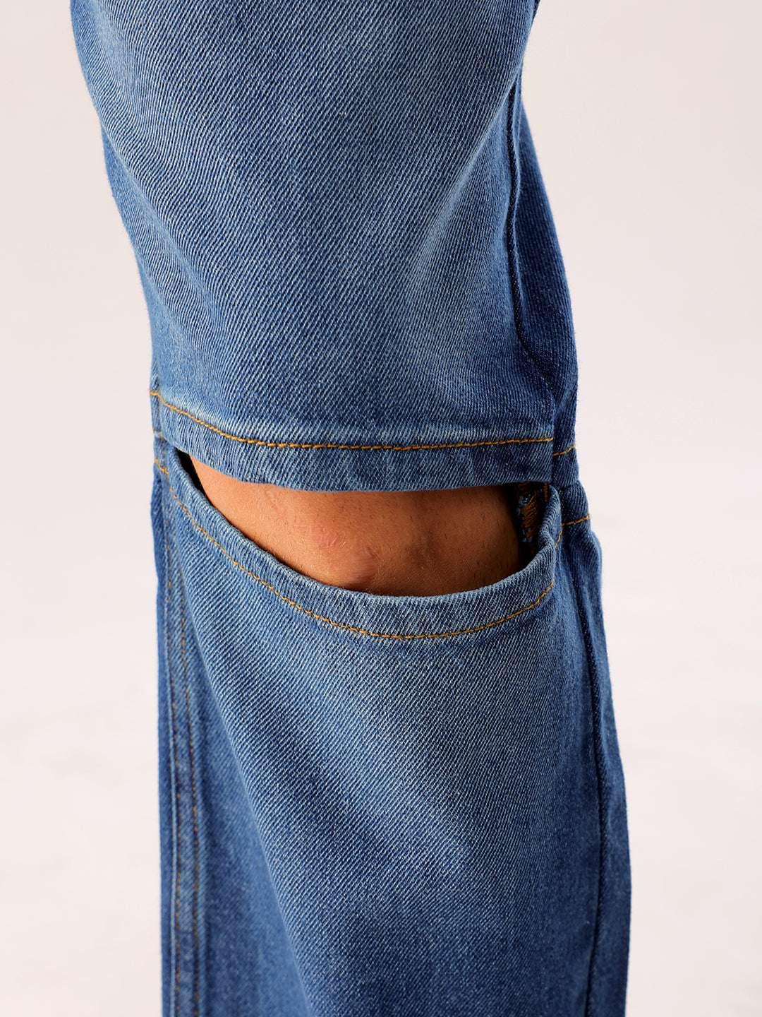 Men's Blue Solid G361 Vintage Straight Fit Jeans