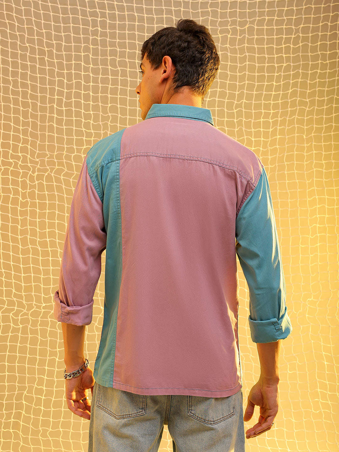 Mens Pink Regular Solid Sulphur Streetwear Shirt