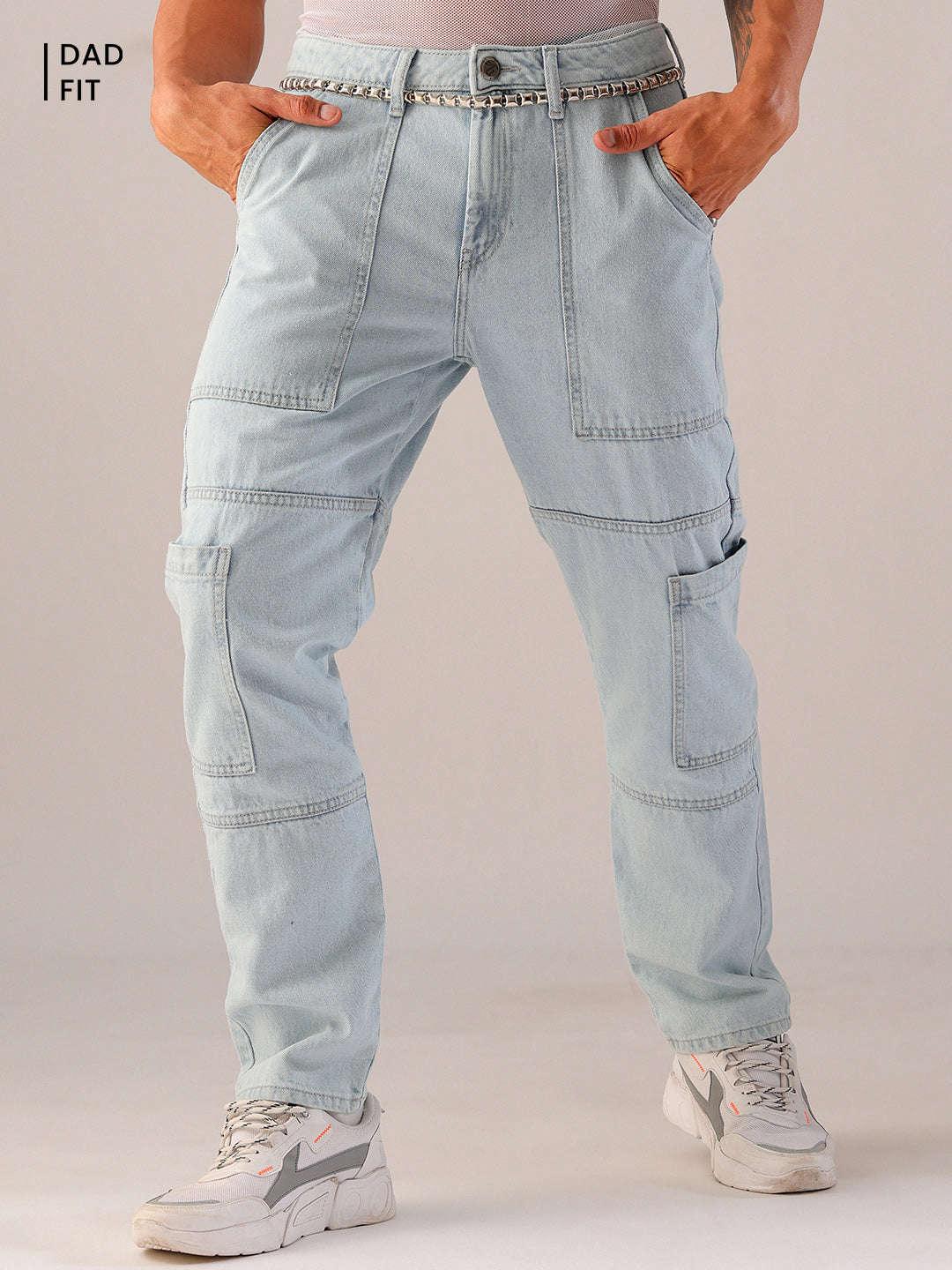 Men's Solid Dad Fit Jeans