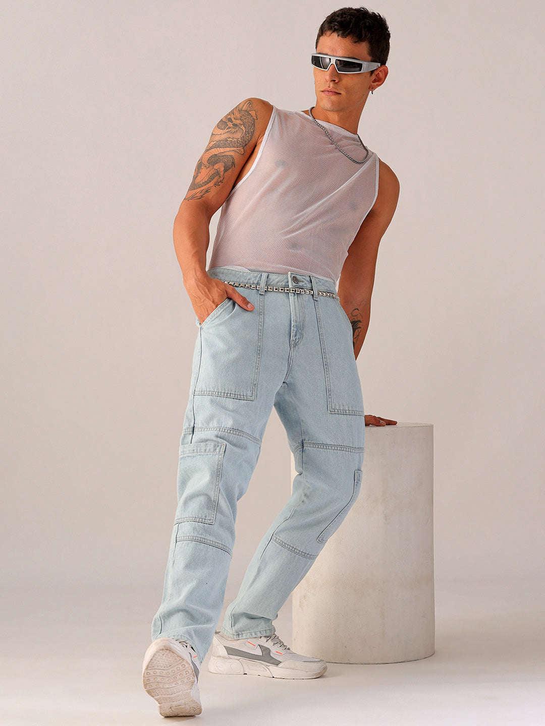 Men's Solid Dad Fit Jeans