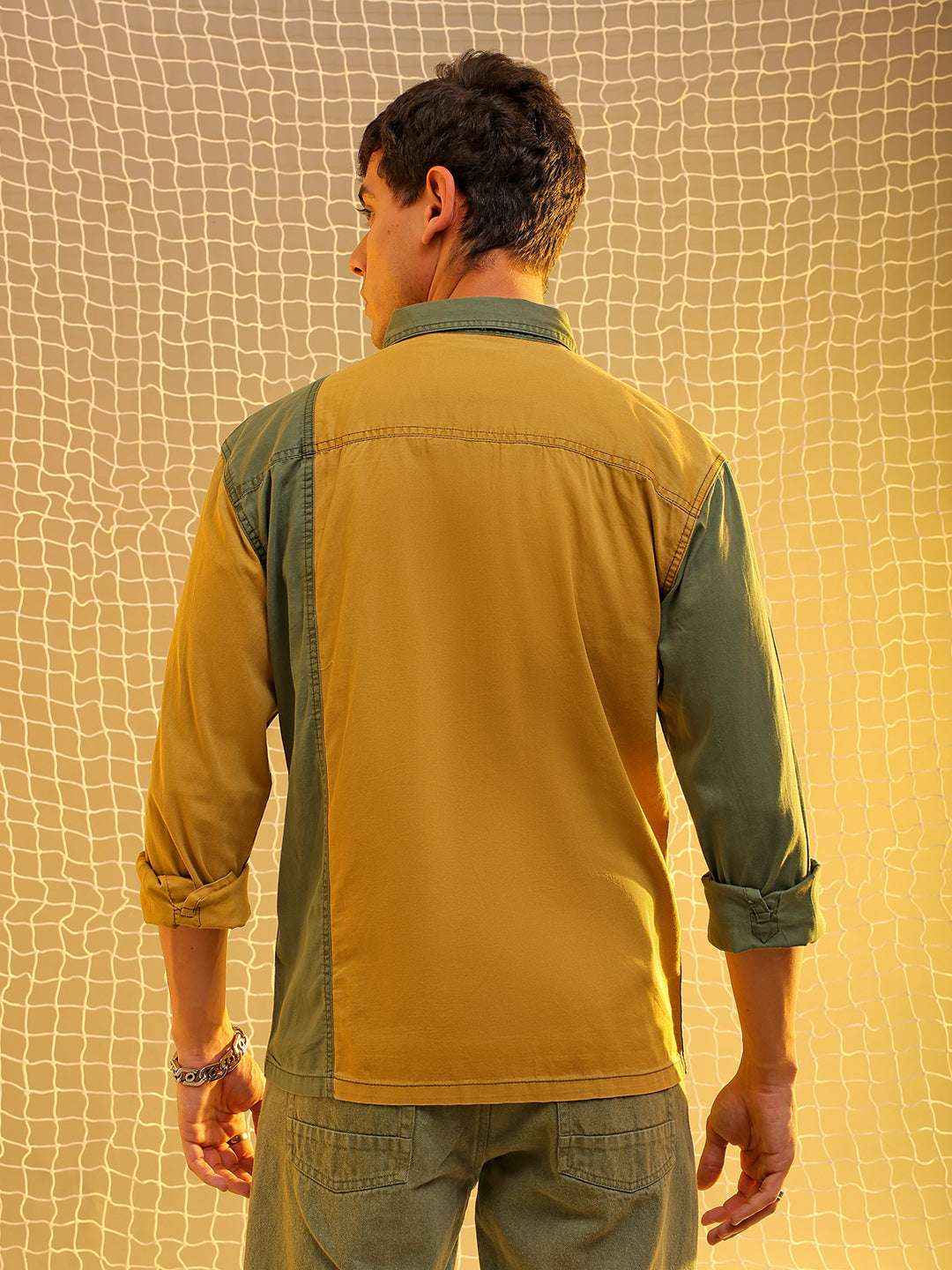 Mens Yellow Regular Solid Sulphur Streetwear Shirt