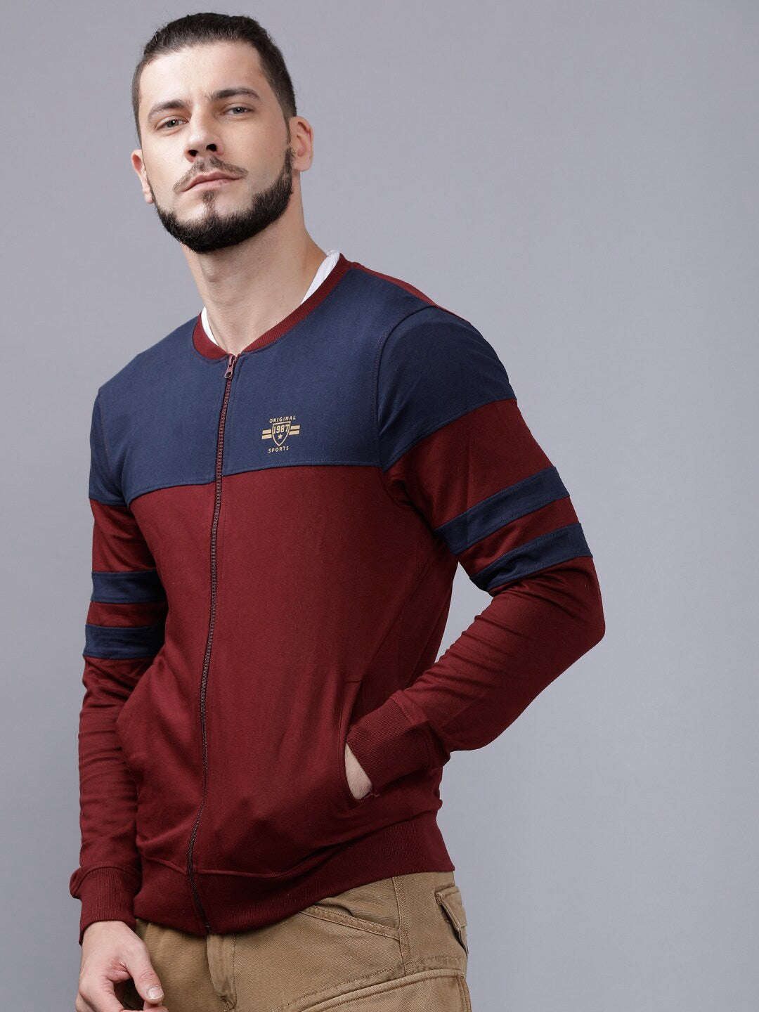 Men's Baseball Collar Sweatshirt