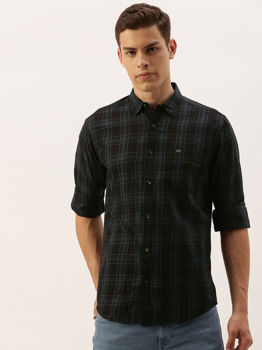 The Indian Garage Co Men Slim Fit Checkered Casual Cotton Shirt