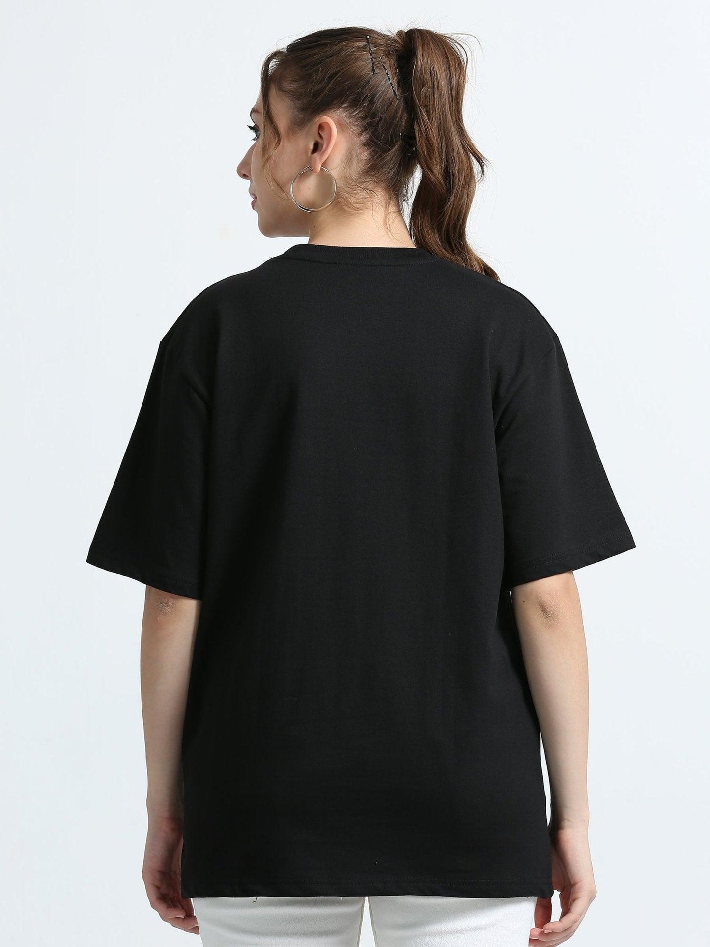 Women Black Cotton Oversized T-Shirt