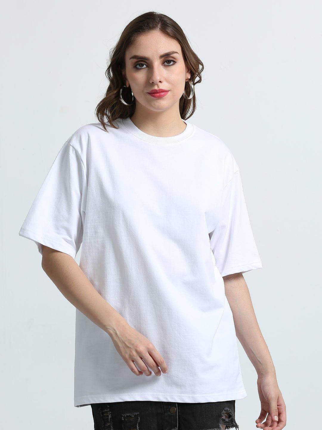 Women White Cotton Oversized T-Shirt