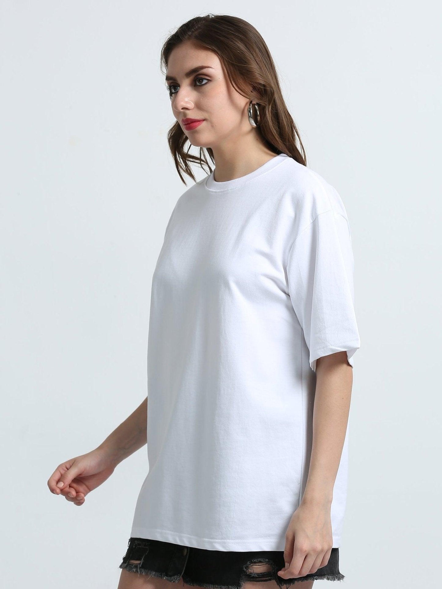 Women White Cotton Oversized T-Shirt